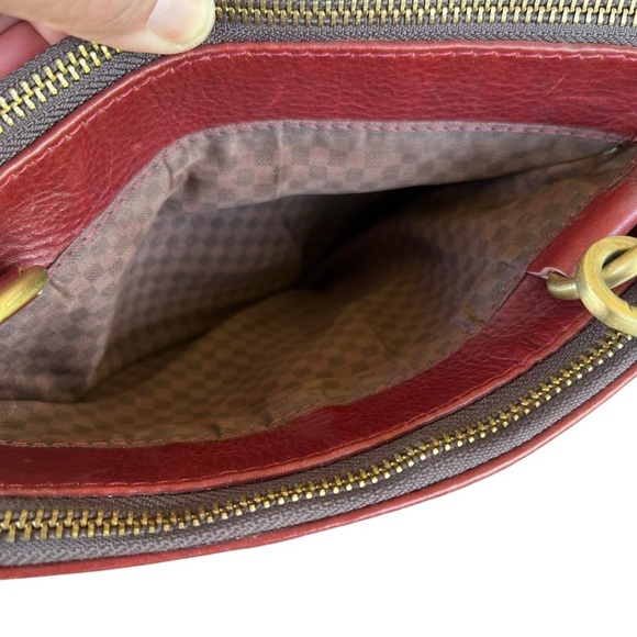 Le Vero Toro Red Leather Crossbody Bag Purse Multi-Compartmental GUC - Picture 10 of 14